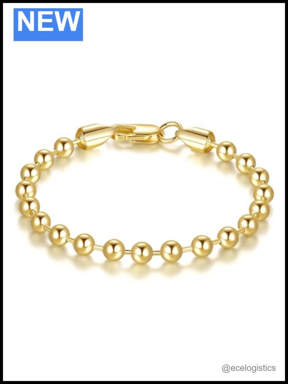 14k Gold Plated Bead Chain Bracelet for Women Lobster Clasp Versatile